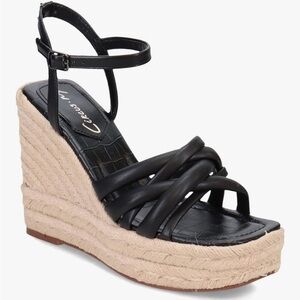 Circus By Sam Edelman Irene Black Strappy Platform Espadrille Wedge Sandals